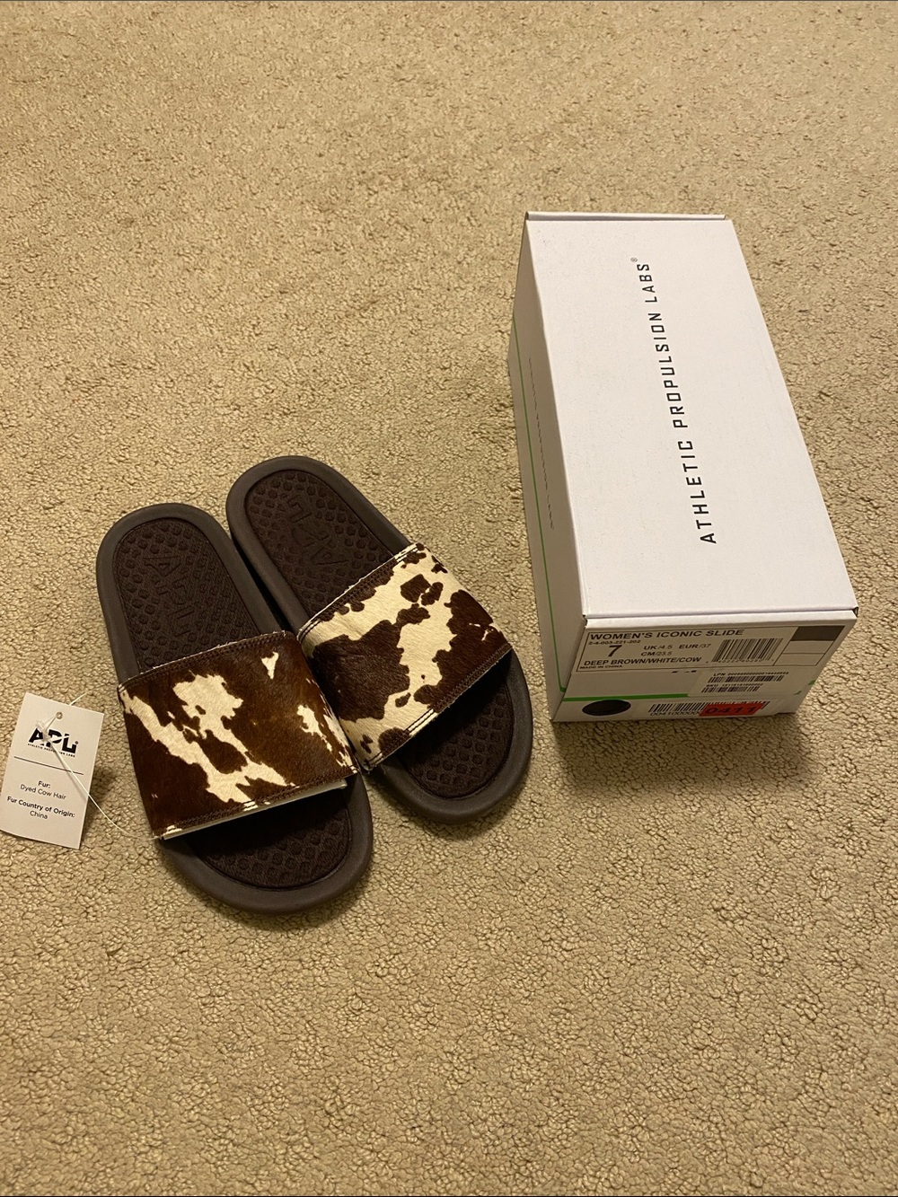 APL Women’s Iconic Slide in Deep Brown White Cow